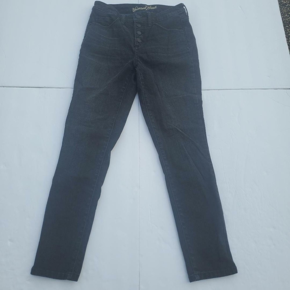 Universal Thread Women's High Rise Skinny Crop Black Denim Jeans Size 00 24R